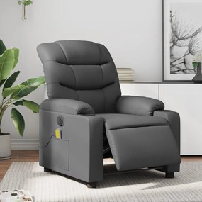 vidaXL Poltrona massagens reclinável elétrica couro artif. cinzento