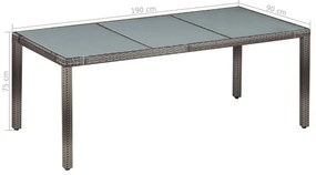 9 pcs conjunto jantar exterior c/ almofadões vime PE cinzento