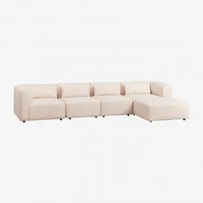 Sofá Modular Chaise Longue Direito De 4 Peças Fogler Chenille Creme Bege - Sklum