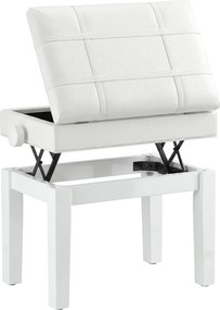 HOMCOM Banco tabouret assento para piano baú integrado altura ajustável madeira de hévéa assento revestimento sintético branco | Aosom Portugal
