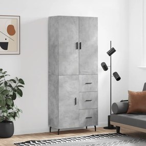 vidaXL Armário alto 69,5x34x180 cm derivados de madeira cinza cimento