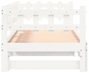 Estrutura sofá-cama de puxar 2x(90x190) cm pinho maciço branco