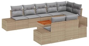 Sofá de Jardim - 9 Peças com Almofadas Bege em Rattan Sintético de Acá