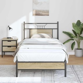vidaXL Estrutura cama s/ colchão derivados de madeira carvalho sonoma