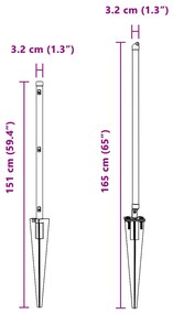 Postes de Cerca vidaXL com Ponta 52 pcs Ø32 mm 120 cm Aço Galvanizado