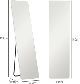 Espelho Pretty - De Pé/Parede com Luz LED - 40x150 cm - Com Iluminação