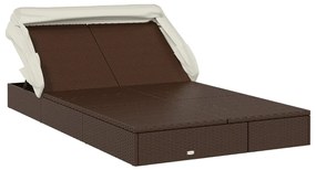Espreguiçadeira c/ teto dobrável p/ 2 pessoas vime PE castanho