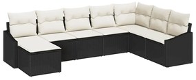 Conjunto de Jantar de Jardim com 8 Peças e Almofadas em Rattan Preto