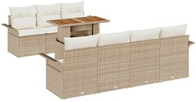 Conjunto de Sofás de Jardim da com 8 peças e almofadas bege em rattan