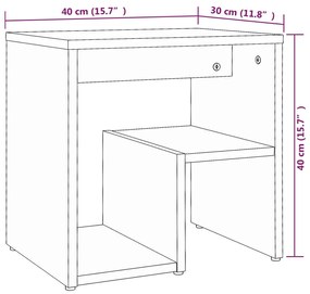 Mesas cabeceira 2 pcs 40x30x40 cm madeira proc. sonoma cinza