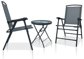 vidaXL Conjunto bistrô 3 pcs aço cinzento