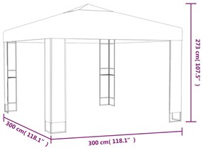 Gazebo com telhado duplo 3x3 m branco