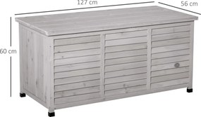 Baú de Armazenamento Baú de Madeira de Jardim com Tampa Abatível e Desenho de Persiana 127x56x60 cm Cinzento