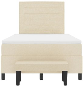Cama Box Spring com Colchão &amp; Banqueta Creme 120x200 cm Tecido