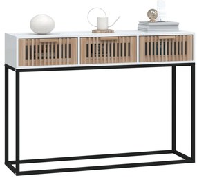 Mesa consola 105x30x75 cm derivados de madeira e ferro branco