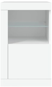Armário de apoio com luzes LED derivados de madeira branco