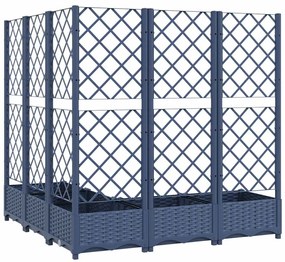 Vaso/floreira jardim c/ treliça 120x120x121,5cm PP cinzento azul