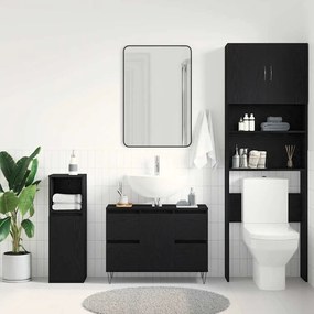 Gabinete de Pia de Banheiro vidaXL Carvalho Preto 80x33x60 cm Madeira