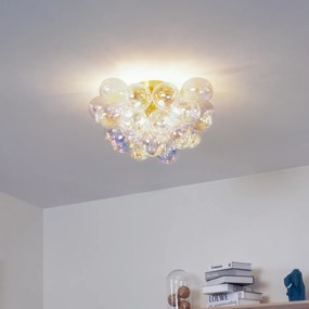Candeeiro de Teto Design Latão com Vidro Arco-Íris 6 Luzes - Uvas
