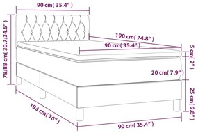 Cama box spring c/ colchão e LED 90x190 cm tecido preto