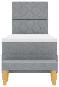 Cama Box com Colchão e Banco Cinza Claro 80x200 cm Tecido