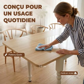 Mesa de jantar dobrável para 2 a 6 pessoas, 74-134 cm (CADEIRAS NÃO INCLUIDAS), mesa de cozinha com 2 abas, pés em aço, madeira natural