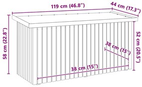 Caixa de Armazenamento 119x44x58.5 cm Madeira de Pinho Tratada
