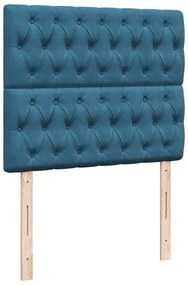 Cama boxspring com colchão 120x200 cm veludo azul-escuro