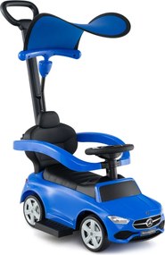 Andador Carro 3 em 1 para criança com barra de empurrar Capota ajustável Pedal e buzina para crianças de 18 a 36 meses Azul Marinho