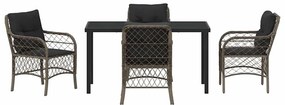 Conjunto de Jantar de Jardim com 5 Peças e Almofadas Cinzas em Rattan