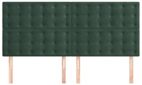 Cabeceira de cama 4 pcs veludo 90x5x78/88 cm verde-escuro