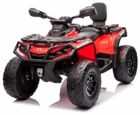 Moto 4 elétrica para crianças 12V Can Am Outlander 4x4 com controlo remoto, rodas Espuma EVA, assento couro Carga até 50Kg Vermelha