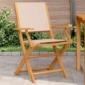 vidaXL Cadeiras de jardim 2 pcs acácia maciça/tecido bege