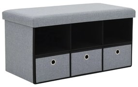 vidaXL Banco arrumação dobrável linho falso 76x38x38cm cinzento claro