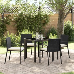 vidaXL Conjunto de Jardim 5 Peças - Poliratan Preto