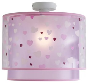 Candeeiro de teto infantil rosa com corações - Harrie in Love