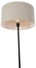 Candeeiro de pé preto com cúpula em bouclé bege 50 cm - Simplo Moderno,Design