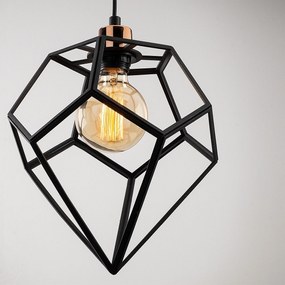 Candeeiro Chandelier Degirmen – Preto e Bronze – Diâmetro 30 cm, Altur