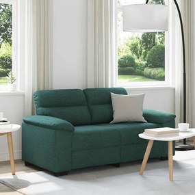 vidaXL Sofá de 2 lugares 160x81x84 cm tecido verde-escuro