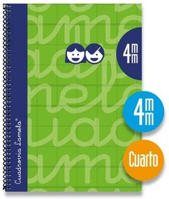 Caderno Lamela Verde 4 mm 80 Folhas Espiral Quarto (5 Unidades)
