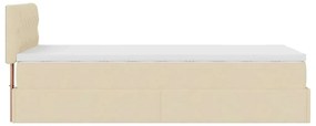 Cama otomana com colchão 90x200 cm tecido creme