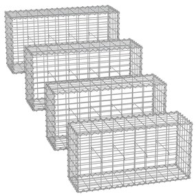 Cesto de gabião 100 x 30 x 30 cm conjunto de 4 Peças prateado