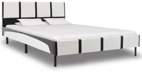 vidaXL Estrutura de cama 140x200 cm couro artificial preto e branco