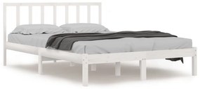 Estrutura de cama 140x190 cm madeira de pinho maciça branco
