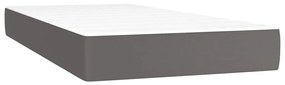 Cama box spring c/ colchão/LED 120x190cm couro artificial cinza