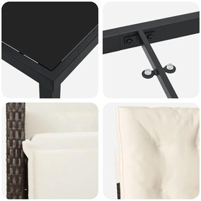 Conjunto de Jantar de Jardim com 3 peças da e almofadas em rattan sint