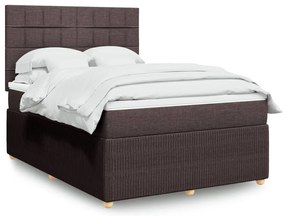Cama com molas/colchão 140x190 cm tecido castanho-escuro