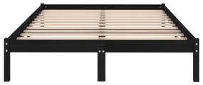 Estrutura de cama 140x190 cm pinho maciço preto
