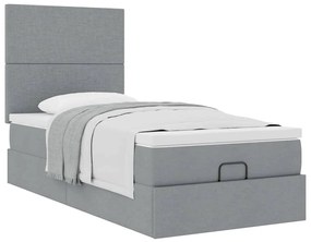 Estrutura cama otomana colchão 90x190 cm tecido cinzento claro