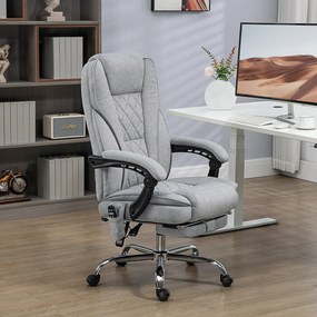 Cadeira de escritório com função de massagem e aquecimento, altura ajustável, encosto reclinável, comando à distância e apoio para os pés retrátil, ci